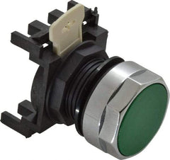 Eaton Cutler-Hammer - 25mm Mount Hole, Flush, Pushbutton Switch Only - Round, Green Pushbutton, Nonilluminated, Momentary (MO) - Exact Industrial Supply