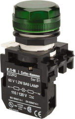 Eaton Cutler-Hammer - 120 VAC/VDC Green Lens Incandescent Indicating Light - Round Lens - Exact Industrial Supply