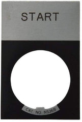 Eaton Cutler-Hammer - Rectangular, Aluminum Legend Plate - Start - Silver Background, Black Letters, 22-1/2mm Hole Diameter, 1.17 Inch Wide x 1.77 Inch High - Exact Industrial Supply