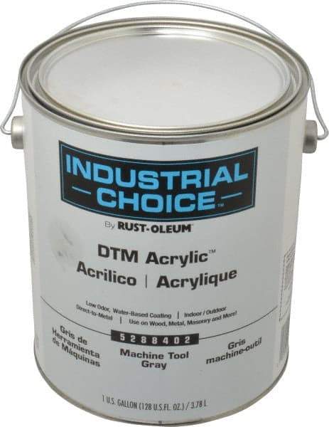 Rust-Oleum - 1 Gal Machine Tool Gray Semi Gloss Finish Acrylic Enamel Paint - Interior/Exterior, Direct to Metal, <250 gL VOC Compliance - Exact Industrial Supply