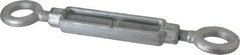 Made in USA - 5,200 Lb Load Limit, 3/4" Thread Diam, 6" Take Up, Steel Eye & Eye Turnbuckle - 17-3/4" Closed Length - Exact Industrial Supply