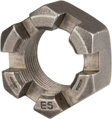 Value Collection - 1-1/4 - 12 UNF Grade 2 Steel Slotted Locknut - 1-7/8" Width Across Flats, 1-1/16" High, Uncoated - Exact Industrial Supply