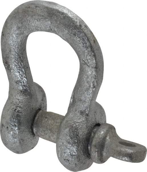 Made in USA - 3/16" Nominal Chain Size, 0.33 Ton Carbon Steel Screw Anchor Shackle - 3/16" Diam, 1/4" Pin Diam, 7/8" High x 3/8" Wide Inside Jaw, 19/32" Inside Width, 9/16" Max Body Thickness - Exact Industrial Supply