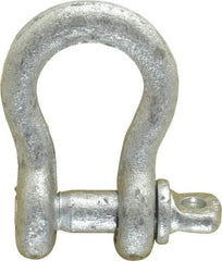 Made in USA - 1/4" Nominal Chain Size, 0.5 Ton Carbon Steel Screw Anchor Shackle - 1/4" Diam, 5/16" Pin Diam, 1-1/8" High x 15/32" Wide Inside Jaw, 25/32" Inside Width, 11/16" Max Body Thickness - Exact Industrial Supply