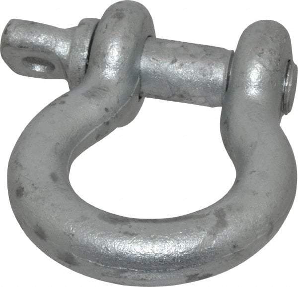 Made in USA - 7/8" Nominal Chain Size, 6.5 Ton Carbon Steel Screw Anchor Shackle - 7/8" Diam, 1" Pin Diam, 3-1/8" High x 1-7/16" Wide Inside Jaw, 2-1/16" Inside Width, 2" Max Body Thickness - Exact Industrial Supply