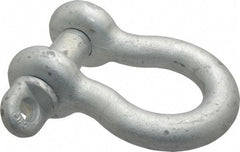 Made in USA - 1-1/8" Nominal Chain Size, 9.5 Ton Carbon Steel Screw Anchor Shackle - 1-1/8" Diam, 1-1/4" Pin Diam, 4-1/4" High x 1-13/16" Wide Inside Jaw, 2-15/16" Inside Width, 2-5/8" Max Body Thickness - Exact Industrial Supply