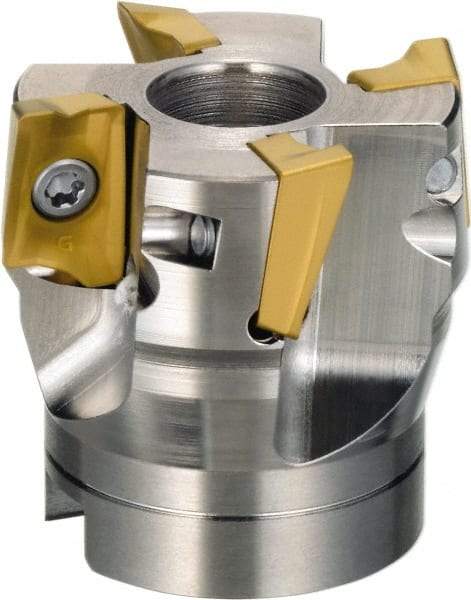 Sumitomo - 7 Inserts, 80mm Cut Diam, 25.4mm Arbor Diam, Indexable Square-Shoulder Face Mill - 0/90° Lead Angle, 50mm High, AX.T 1705 Insert Compatibility, Through Coolant, Series WaveMill - Exact Industrial Supply