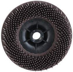 3M - 4-1/2" 36 Grit Ceramic Straight Disc Brush - Very Coarse Grade, Threaded Hole Connector, 3/4" Trim Length, 5/8-11 Threaded Arbor Hole - Exact Industrial Supply