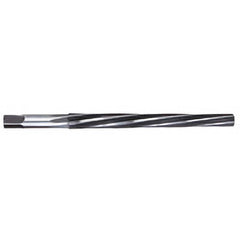 #2/0 Pin 0.1137″ Small End/0.1462″ Large End Spiral Flute High Speed Steel Taper Pin Reamer Uncoated, 1-9/16″ Flute Length, 2-9/16″ OAL, 4 Flutes, 5/32″ Diam Straight-Cylindrical Shank, LH Spiral, RH Cut