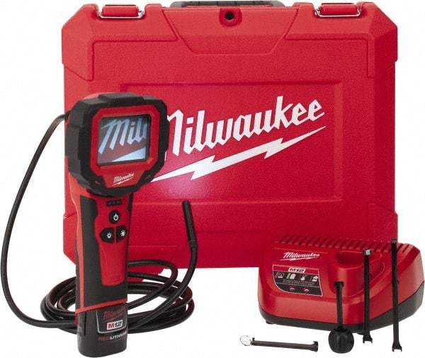 Milwaukee Tool - 0.3543 Inch Wide Camera Head, 9 Ft. Probe, 1x Magnification Rotating Inspection Camera - 0.3543 Inch Probe Diameter, 2.7 Inch LCD Display, 320 x 240 Resolution - Exact Industrial Supply