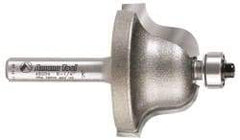 Amana Tool - 1-3/8" Cut Diam, 13/16" Length of Cut, 2 Flute Profiling Edge Profile Router Bit - Carbide-Tipped, 1/4" Shank Diam, 2-1/4" OAL, Uncoated - Exact Industrial Supply