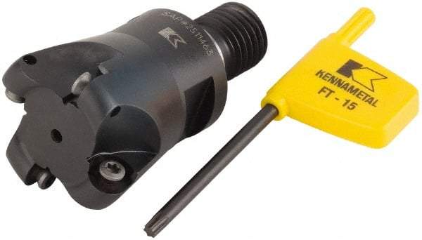 Kennametal - 38.1mm Cutting Diam, 1-1/2" Max Depth of Cut, Modular Connection Indexable Copy End Mill - 4 Inserts, RDHX 1003M0S Insert, KDM Toolholder - Exact Industrial Supply