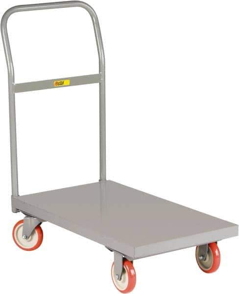 Little Giant - 1,200 Lb Capacity Steel Platform Truck - Steel Deck, 24" OAW, 48" Platform Length x 6-1/4" Platform Height, Polyurethane Casters - Exact Industrial Supply