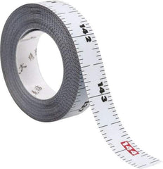 US Tape - 12 Ft. Long x 1/2 Inch Wide, 1/16 Inch Graduation, White, Steel Adhesive Tape Measure - Exact Industrial Supply