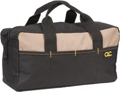 CLC - 8 Pocket Black & Khaki Polyester Tool Bag - 14" Wide x 5-1/2" Deep x 6" High - Exact Industrial Supply