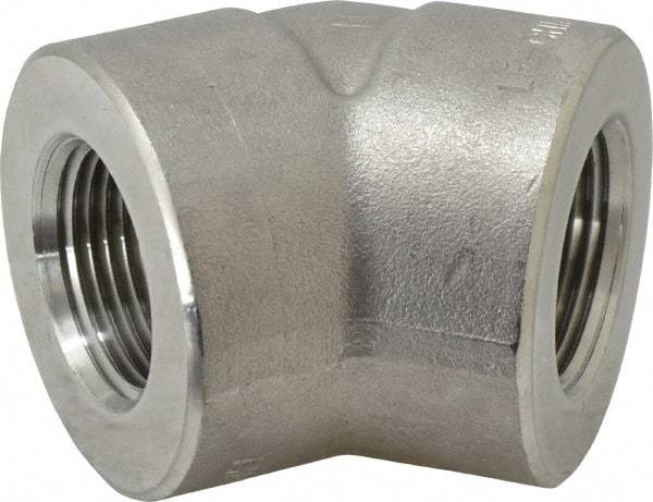 Value Collection - 1" Grade 304/304L Stainless Steel Pipe 45° Elbow - FNPT x FNPT End Connections, 3,000 psi - Exact Industrial Supply