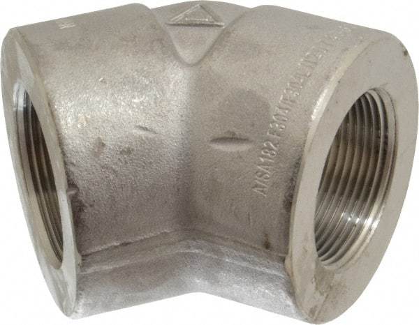 Merit Brass - 1-1/2" Grade 304/304L Stainless Steel Pipe 45° Elbow - FNPT x FNPT End Connections, 3,000 psi - Exact Industrial Supply