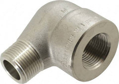 Merit Brass - 1" Grade 304/304L Stainless Steel Pipe 90° Street Elbow - FNPT x MNPT End Connections, 3,000 psi - Exact Industrial Supply
