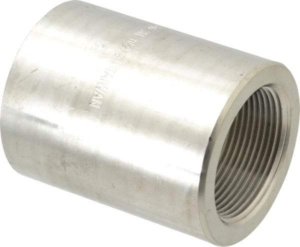 Merit Brass - 1-1/2 x 3/4" Grade 304/304L Stainless Steel Pipe Reducer Coupling - FNPT x FNPT End Connections, 3,000 psi - Exact Industrial Supply
