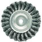 4" Diameter - 3/8-1/2" Arbor Hole - Knot Twist Steel Wire Straight Wheel - Exact Industrial Supply