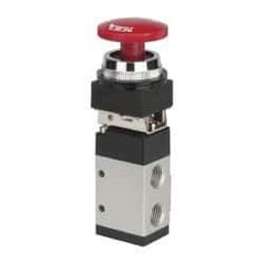 ARO/Ingersoll-Rand - 1/4" NPT Manual Mechanical Valve - 3-Way, 2 Position, Palm Button/Detent & 0.7 CV Rate - Exact Industrial Supply