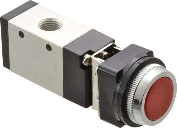 ARO/Ingersoll-Rand - 1/4" NPT Manual Mechanical Valve - 3-Way, 2 Position, Push-Button w/Guard/Spring & 0.7 CV Rate - Exact Industrial Supply