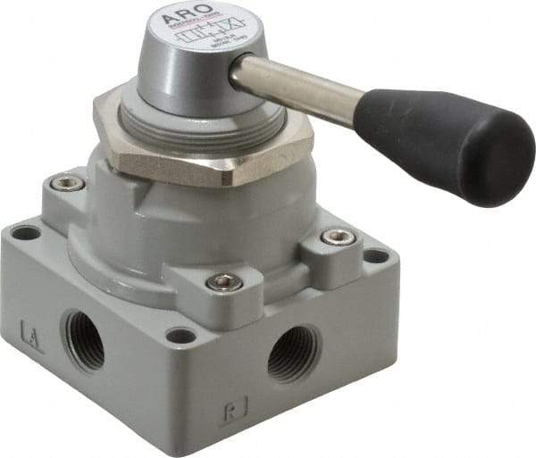 ARO/Ingersoll-Rand - 3/8" NPT Manual Mechanical Valve - 4-Way, 3 Position, Lever/Manual & 2 CV Rate - Exact Industrial Supply