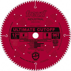 Freud - 12" Diam, 1" Arbor Hole Diam, 96 Tooth Wet & Dry Cut Saw Blade - Carbide-Tipped, Standard Round Arbor - Exact Industrial Supply