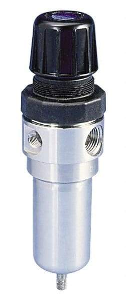 Parker - 1/2" NPT Port 1 Piece Filter/Regulator FRL Unit - Stainless Steel Bowl, 72 SCFM, 125 Max psi, 8.59" High, Manual Drain - Exact Industrial Supply