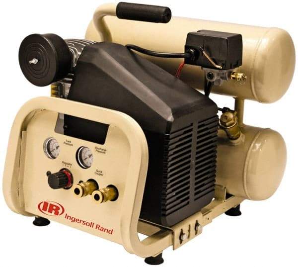 Ingersoll-Rand - 2 HP, 4.2 CFM Twin Stack Air Compressor - 4.0 Gallon Tank, 120 Amp, 125 Max psi, 120V - Exact Industrial Supply