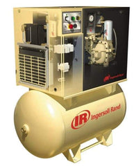 Ingersoll-Rand - 7.5 hp, 80 Gal Stationary Electric Horizontal Screw Air Compressor - Three Phase, 125 Max psi, 27 CFM, 230 Volt - Exact Industrial Supply