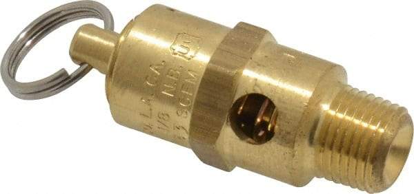 Kingston - 1/8" Inlet, ASME Safety Relief Valve - 100 Max psi, Brass - Exact Industrial Supply