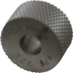 Made in USA - 3/4" Diam, 90° Tooth Angle, 21 TPI, Standard (Shape), Form Type High Speed Steel Female Diamond Knurl Wheel - 3/8" Face Width, 1/4" Hole, Circular Pitch, Series KP - Exact Industrial Supply