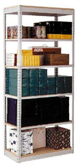 Hallowell - 8 Shelf Add-On Box Edge Open Steel Shelving - 800 Lb Capacity, 36" Wide x 87" High x 12" Deep, Gray - Exact Industrial Supply