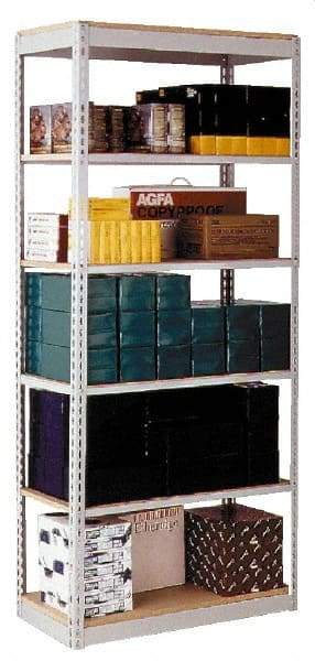 Hallowell - 6 Shelf Add-On Box Edge Open Steel Shelving - 450 Lb Capacity, 48" Wide x 87" High x 18" Deep, Gray - Exact Industrial Supply