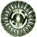 6" Diameter - 1/2-5/8" Arbor Hole - Knot Twist Steel Wire Straight Wheel - Exact Industrial Supply