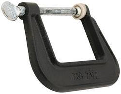 Wilton - Light-Duty 1-1/4" Max Opening, 1-1/4" Throat Depth, Ductile Iron Standard C-Clamp - 450 Lb Capacity, 0" Min Opening, Standard Throat Depth, Steel Screw - Exact Industrial Supply