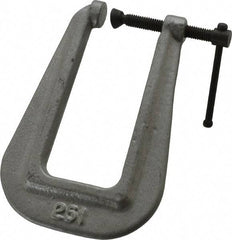 Wilton - Light-Duty 1" Max Opening, 3" Throat Depth, Ductile Iron Standard C-Clamp - 350 Lb Capacity, 0" Min Opening, Deep Throat - Exact Industrial Supply