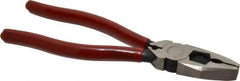 Proto - 8-3/8" OAL, 1-3/4" Jaw Length x 1-1/16" Jaw Width, Linesman's Pliers - Serrated Pipe Jaw, Flat Nose Head, Plastisol Handles - Exact Industrial Supply
