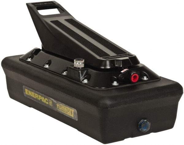 Enerpac - 10,000 psi Air-Hydraulic Pump & Jack - 230 Cu In Oil Capacity, Use with Single Acting Cylinders, Advance, Hold & Retract - Exact Industrial Supply