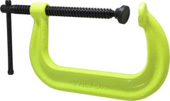 Wilton - Regular-Duty 6-1/16" Max Opening, 4-1/8" Throat Depth, Forged Steel Standard C-Clamp - 6,600 Lb Capacity, 0" Min Opening, Deep Throat, Alloy Steel Screw - Exact Industrial Supply
