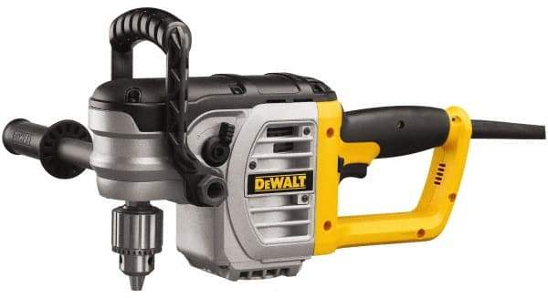 DeWALT - 1/2" Keyed Chuck, 330 & 1,300 RPM, Stud & Joist Handle Electric Drill - 11 Amps, Reversible, Includes 2-Position Side Handle, Bail Handle, Chuck Key with Holder - Exact Industrial Supply