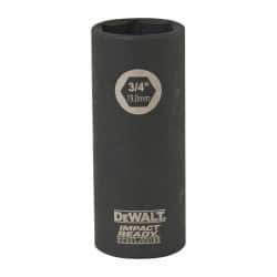 DeWALT - 3/8" Drive 3/4" Deep Impact Socket - 6 Points, 2-1/2" OAL - Exact Industrial Supply