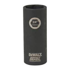 DeWALT - 3/8" Drive 3/4" Deep Impact Socket - 6 Points, 2-1/2" OAL - Exact Industrial Supply