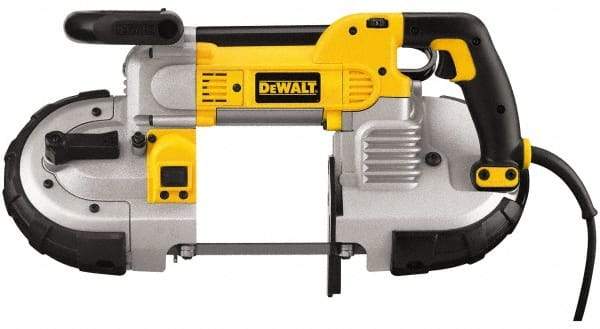 DeWALT - 120 Volt, Electric Handheld Bandsaw - 2.44 m Cord Length, 5 Inch (Round) and 5 x 4-3/4 Inch (Rectangular) Depth of Cut, 100 and 350 SFPM, 10 Amp - Exact Industrial Supply