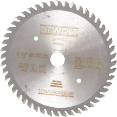 DeWALT - 6-1/2" Diam, 20mm Arbor Hole Diam, 48 Tooth Wet & Dry Cut Saw Blade - Carbide-Tipped, Crosscutting, Mitering, Ripping, Truing Action, Standard Round Arbor - Exact Industrial Supply