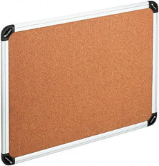 UNIVERSAL - 48" Wide x 36" High Open Cork Bulletin Board - Natural Cork, Silver Frame - Exact Industrial Supply