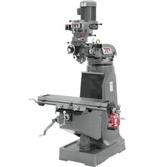 Jet - 9" Table Width x 42" Table Length, Variable Speed Pulley Control, 1 Phase Knee Milling Machine - R8 Spindle Taper, 2 hp - Exact Industrial Supply