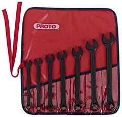 Proto - 7 Piece, 3/8" to 3/4", 12 Point Combination Wrench Set - Inch Measurement Standard, Black Oxide Finish, Comes in Nylon Roll - Exact Industrial Supply