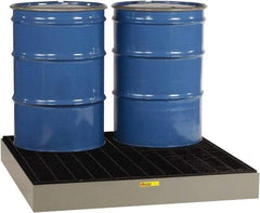 Little Giant - 66 Gal Sump, 6,000 Lb Capacity, 4 Drum, Steel Spill Deck or Pallet - 51" Long x 51" Wide x 6-1/2" High - Exact Industrial Supply